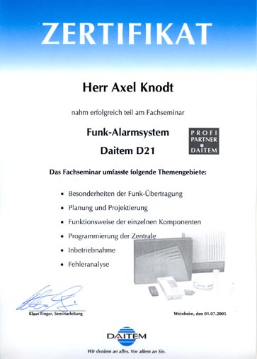 D21 Zertifikat